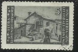 ISTRIA E LITORALE SLOVENO 1946 TIRATURA DI ZAGABRIA LIRE 5 USATO USED OBLITERE´ - Jugoslawische Bes.: Slowenische Küste