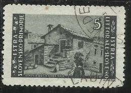 ISTRIA E LITORALE SLOVENO 1946 TIRATURA DI ZAGABRIA LIRE 5 USATO USED OBLITERE´ - Yugoslavian Occ.: Slovenian Shore