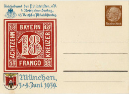 Drittes Reich 1939 Privatganzsache Mi PP 122 C 106 01, München, 4. Reichsbundestag * [220615KI] - Private Postal Stationery