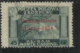 CORPO POLACCO POLISH BODY LONDON 1954 GOVERNO DI LONDRA 45 G USATO USED OBLITERE´ - 1946-47 Corpo Polacco Period