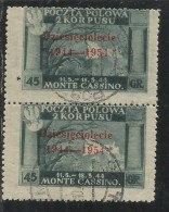 CORPO POLACCO POLISH BODY LONDON 1954 GOVERNO DI LONDRA 45 G COPPIA USATA PAIR USED OBLITERE´ - 1946-47 Corpo Polacco