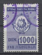 Yugoslavia Judical Stamp, Court, Administrative Stamp - Revenue, Tax Stamp, Coat Of Arm 1000 D - Service