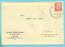 Brief Met Duitse Zegel Met Stempel EUPEN Op 19/10/1941 (Oostkantons) (cantons De L´Est) - Guerra '40-'45 (Storia Postale)