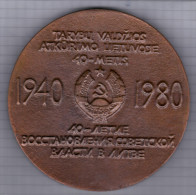 Lithuania USSR 1980 40th Anniv. Of Soviet Government In Lithuania, Medal 10cm - Unclassified