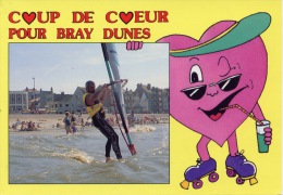 Coup De Coeur Pour Bray Dunes (59123 Nord) La Plage (n°12490/1FPC) Front De Mer Planche à Voile Dessin - Bray-Dunes