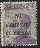 DALMAZIA 1921 - 1922 SOPRASTAMPATO D´ITALIA ITALY OVERPRINTED CENT. 50 SU 50 C USATO USED OBLITERE´ - Dalmatien