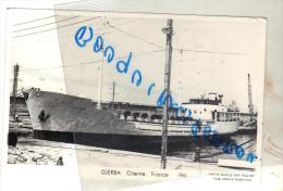 CARTE POSTALE MODERNE NOIR ET BLANC PETIT FORMAT BATEAU CITERNE  DJERBA PINARDIER ?  CIE TUNISIENNE D ARMEMENT LE HAVRE - Tanker