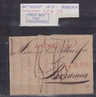 Belgium 1819 Letter From Antwerp To Bordeaux (France) (22550) - 1815-1830 (Hollandse Tijd)