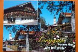 Lenggries - Bayerische Alpen, Alte Dorfstraße, Bayern  Bad Tölz-Wolfratshausen, AK Gelaufen - Lenggries