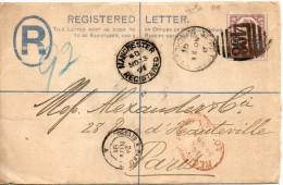 Lettre De MANCHESTER Pour La France En Recommande En 1891 - Storia Postale