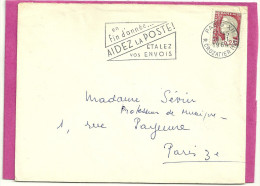 ESSAI MARQUE D´INDEXATION A SEC TYPE EFORME GEOMETRIQUE ENTRE AXE65 Mm En 1964 AU VERSO - Lettres & Documents