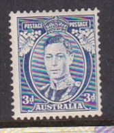 Australia 1937 King George VI 3d Blue Die I Mint Hinged - Neufs
