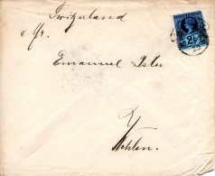 GRANDE-BRETAGNE. N°95 Sur Lettre De 1896 à Destination Du Canton D´Argovie En Suisse. - Covers & Documents