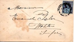 GRANDE-BRETAGNE. N°95 Sur Lettre De 1895 De Manchester à Destination Du Canton D´Argovie En Suisse. - Cartas & Documentos