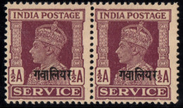 Gwalior India - 1940 KGVI Service ½a Pair (**) # SG O81 - Gwalior