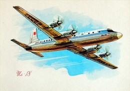 CP Publicitaire AEROFLOT Série 1973 Du 50°anniversaire #13 1958 Iliouchine IL-18 " Coot " - 1946-....: Ere Moderne