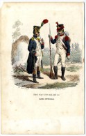 OFFICIER DE VOITIGEURS & GARDE NATIONAL  GRANDE TENUE  IMPERIALE 1848  -  GRAVURE M DE MORAINE  FIN XIX° - Police & Gendarmerie