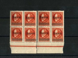 - SARRE 1920/35 . TIMBRES DE 1920 . BLOC DE 8 SEPARES  . NEUFS  SANS CHARNIERE BORD DE FEUILLE . - Nuevos