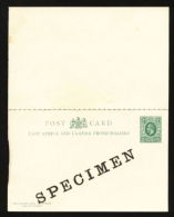 EAST AFRICA 3c SPECIMEN POSTCARD/REPLY CARD GEORGE V - East Africa & Uganda Protectorates