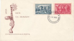 Czechoslovakia / First Day Cover (1950/08) Praha 1 (b): Day Of The Czechoslovak Army (3,00 - Czech And Soviet Soldier) - Covers