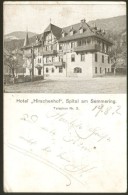 SEMMERING HOTEL "HIRCHENHOF" OLD POSTCARD - Semmering