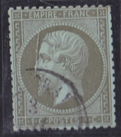 France N°19 - 1c Olive. Oblitéré - TB - 1862 Napoleone III