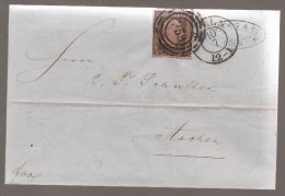 L. 1856 Affr. 1 Sbg Margé Quadruple Cercle 258 COELN Pour Aachen - Briefe U. Dokumente