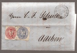 L. Affr. 1sbg +2sbg Càd BERLIN POST-EXP.1./1863 Pour Aachen - Lettres & Documents