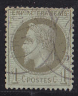 France N°25 - 1c Olive. Oblitéré - TB - 1863-1870 Napoleon III Gelauwerd