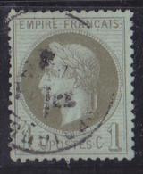 France N°25 - 1c Olive. Oblitéré - TB - 1863-1870 Napoleon III With Laurels
