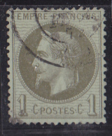 France N°25 - 1c Olive. Oblitéré - TB - 1863-1870 Napoléon III Lauré