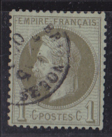 France N°25 - 1c Olive. Oblitéré - TB - 1863-1870 Napoléon III Lauré