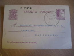 CARCHALEJO Jaen 1936 To Barcelona Postal Stationery Card N&ordm; 69 Republica Spain - 1931-50 Covers