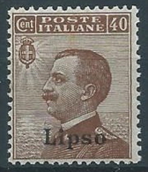 1912 EGEO LIPSO EFFIGIE 40 CENT MNH ** - T260 - Egée (Lipso)