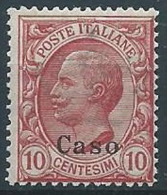 1912 EGEO CASO EFFIGIE 10 CENT MNH ** - T261 - Egeo (Caso)