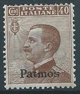 1912 EGEO PATMO EFFIGIE 40 CENT MNH ** - T265 - Egeo (Patmo)