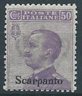 1912 EGEO SCARPANTO EFFIGIE 50 CENT MNH ** - T279 - Ägäis (Scarpanto)