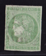 France N°42B - 5c Vert - Oblitéré - TB - 1870 Emission De Bordeaux