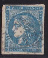 France N°45C - 20c Bleu - Report 3 - Oblitéré - TB - 1870 Emission De Bordeaux