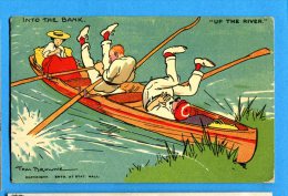 Madd078, Into The Bank, Up The River, Tom Brown, Pirogue, Barque à Rame, Gondole, Humour, Circulée 1910 - Rowing