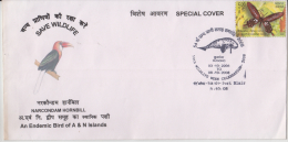 India  2008  Birds  Norcondam Hornbill  Dpolphin Cancellation  PORT BLAIR  Special Cover # 84965  Inde  Indien - Kolibries