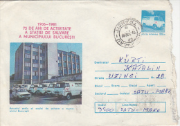 22695- FIRST AID, AMBULANCE SERVICE ANNIVERSARY, HOSPITAL, COVER STATIONERY, 1982, ROMANIA - Secourisme