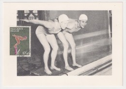 Belgique, 1966, La Natation, Maximum Card, FDC, Bruxelles, 9-5-66 - Swimming