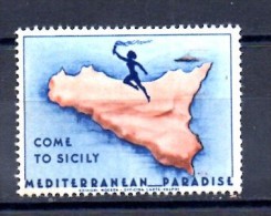 SICILIA 1946 PROPAGANDA TURISTICA ´COME TO SICILY MEDITERRANEAN PARADISE ´ CHIUDILETTERA  NUOVO MNH ** - Bagheria