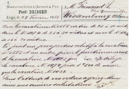 484/23 - ARMURERIE LIEGEOISE - Entier Postal 1888 Avec RARE Repiquage Drissen , Armes à Feu - Tiro (armi)