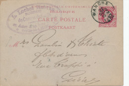 487/23 - ARMURERIE LIEGEOISE - Entier Postal WANDRE 1887 - Cachet Lochet Hubran Fabricant De Canons De Fusils à JUPILLE - Tiro (armi)