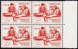 1979. Knud Rasmussens. 130+20 Øre Red 4-Block.  (Michel: 116) - JF175178 - Used Stamps