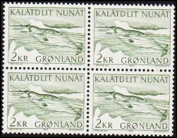 1975. Narwhal. 2 Kr. Green 4-Block.  (Michel: 92) - JF175115 - Used Stamps