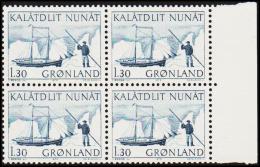1975. The Schoone Søkongen.  1,30 Kr. Blue 4-Block. (Michel: 93) - JF175116 - Used Stamps
