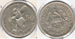GUATEMALA 50 CENTAVOS MONJA BLANCA 1962 PLATA SILVER E1 - Guatemala